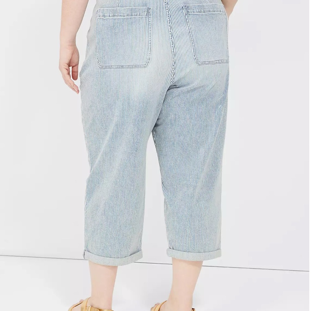 Lane Bryant Railroad Strip Boyfriend Capri Jeans - Picture 2 of 13